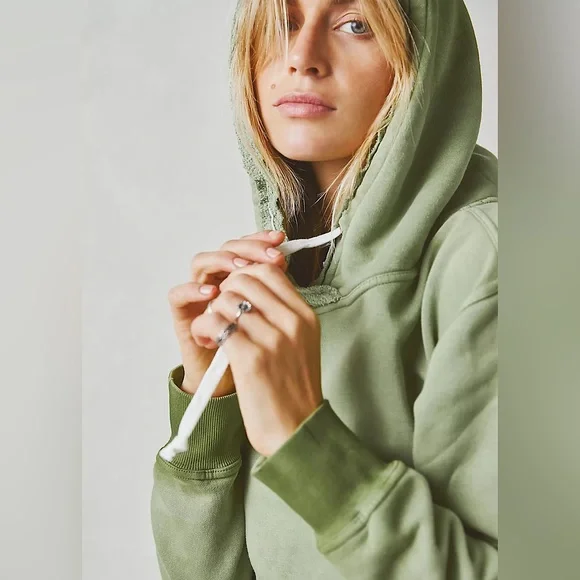 NEW Free People We The Free Zuma Hooded Sweatshirt In Sea Serpent Green - Picture 3 of 13